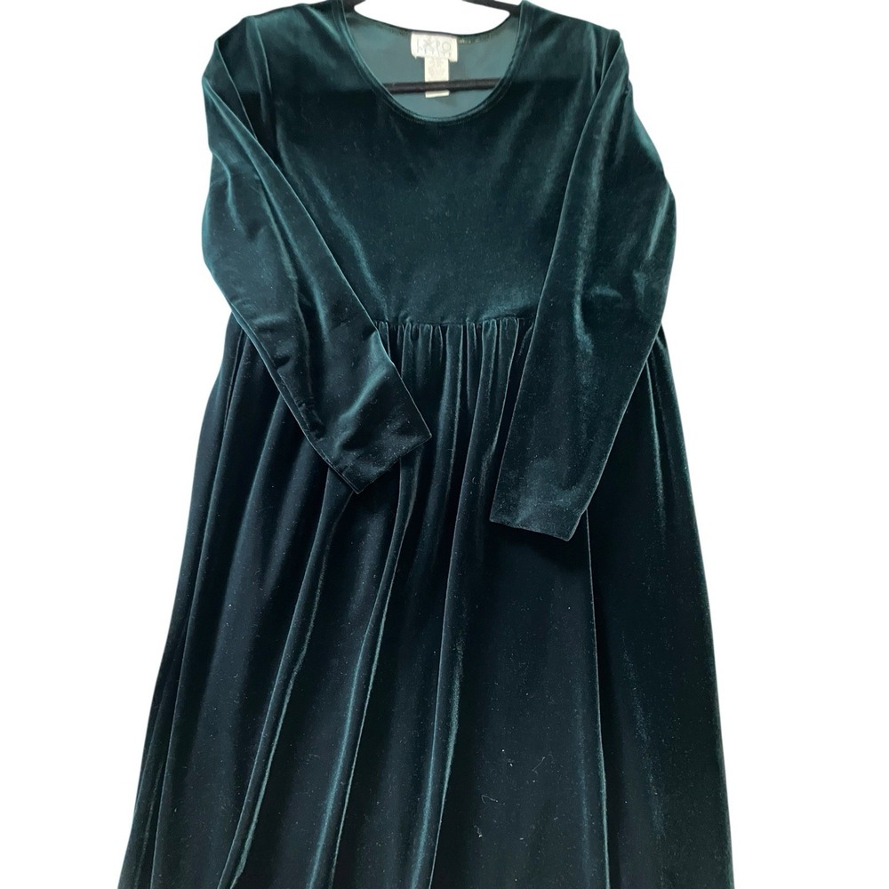 Velvet Dress Forest Green Party Baby Doll Umpire Maxi EXPO VTG‎ 70's Petite 10